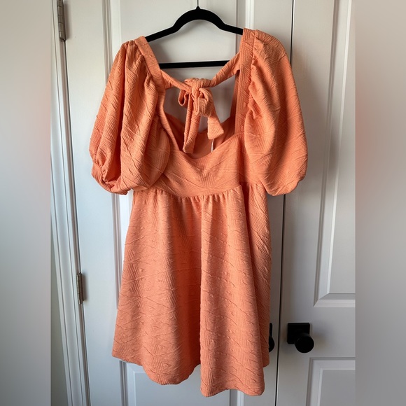 Free People Violet Mini Dress In Grapefruit NWT (Size L) - Picture 4 of 7